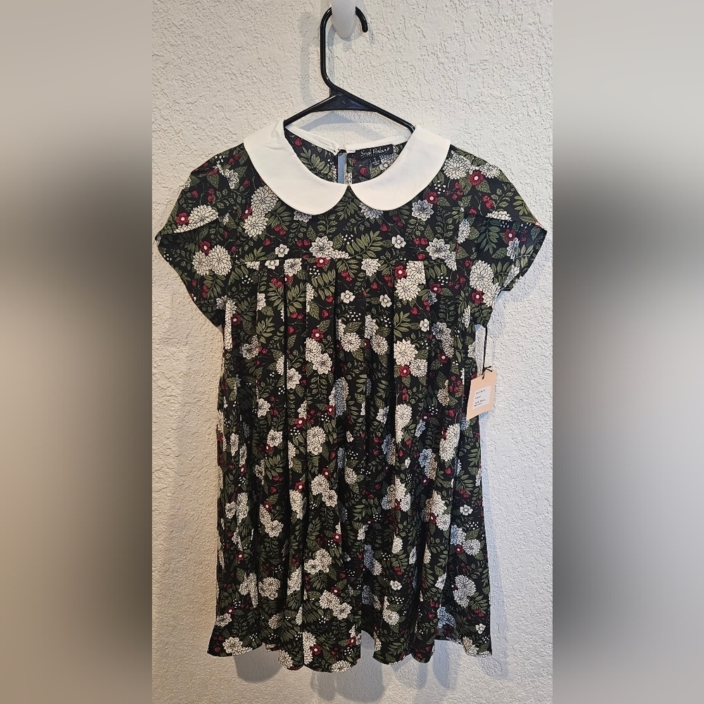 Unique Vintage Smak Parlour  Black and White Floral Dress Size Small